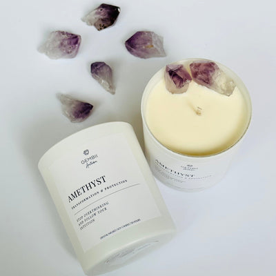 Crystal Candle | Amethyst points - Gembii Amsterdam