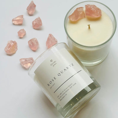 Crystal Candle | Raw Rose Quartz - Gembii Amsterdam