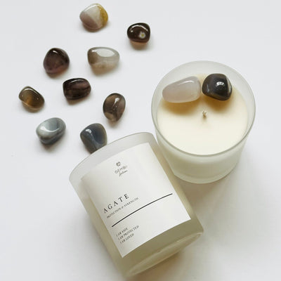 Crystal Candle | Tumbled Agate - Gembii Amsterdam