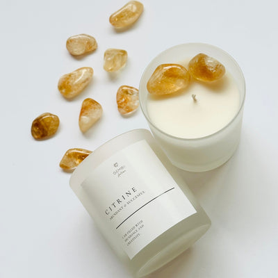 Crystal Candle | Tumbled Citrine - Gembii Amsterdam