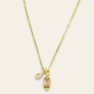 Inner balance | moonstone & rose quartz necklace - Gembii Amsterdam