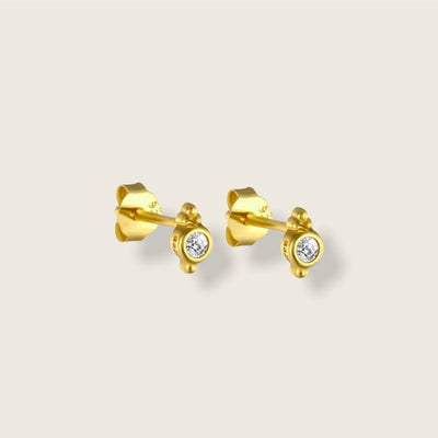 Lily Stud earring | gold, cubic zircon - Gembii Amsterdam