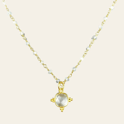 Peace and protection | Aquamarine necklace gold - Gembii Amsterdam