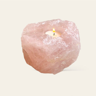 rose quartz candle holder - Gembii Amsterdam